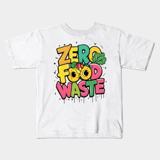 Zero Food Waste Colorful Bold Lettering Kids T-Shirt